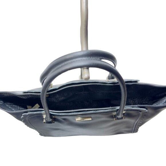 KATE SPADE New York Women's Black Leather Tote Bag Scalloped Straps - Picture 7 of 14